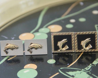 Vintage fisherman's gift, CHOICE vintage Fish Cufflink pair,