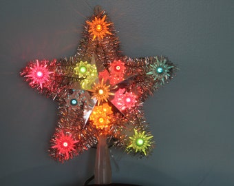 Christmas Tree Star Tree Topper Christmas Christmas Star Vintage Faux Stain Glass Electric Christmas Tree Topper Star Made in Italy