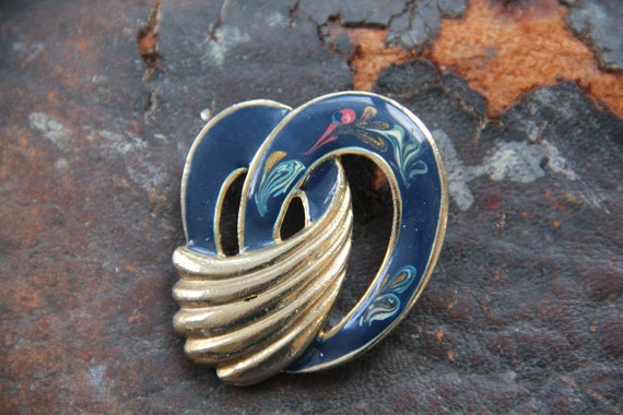 2 Vintage 80's Enamel Gold Swirl Pins, Vintage 19… - image 3