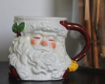 Adorable Vintage Hand painted Santa Claus, vintage Victorian Santa Mug, Hand painted Santa Claus mug