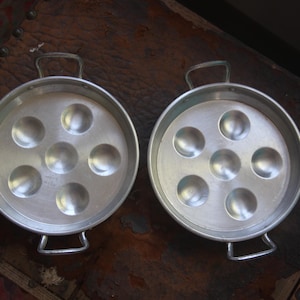 Vintage escargot set of 2 pans, French Escargot Pans,Snail Pans,Mushroom pans, Escargot Pans Aluminum, Made in France - French Cooking