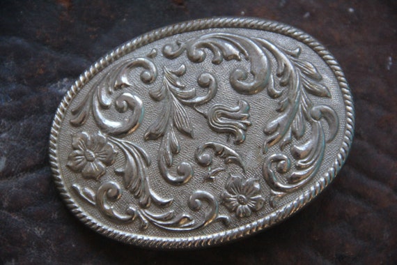Cross Floral Belt Buckle Silver tone - Western Style Buckle