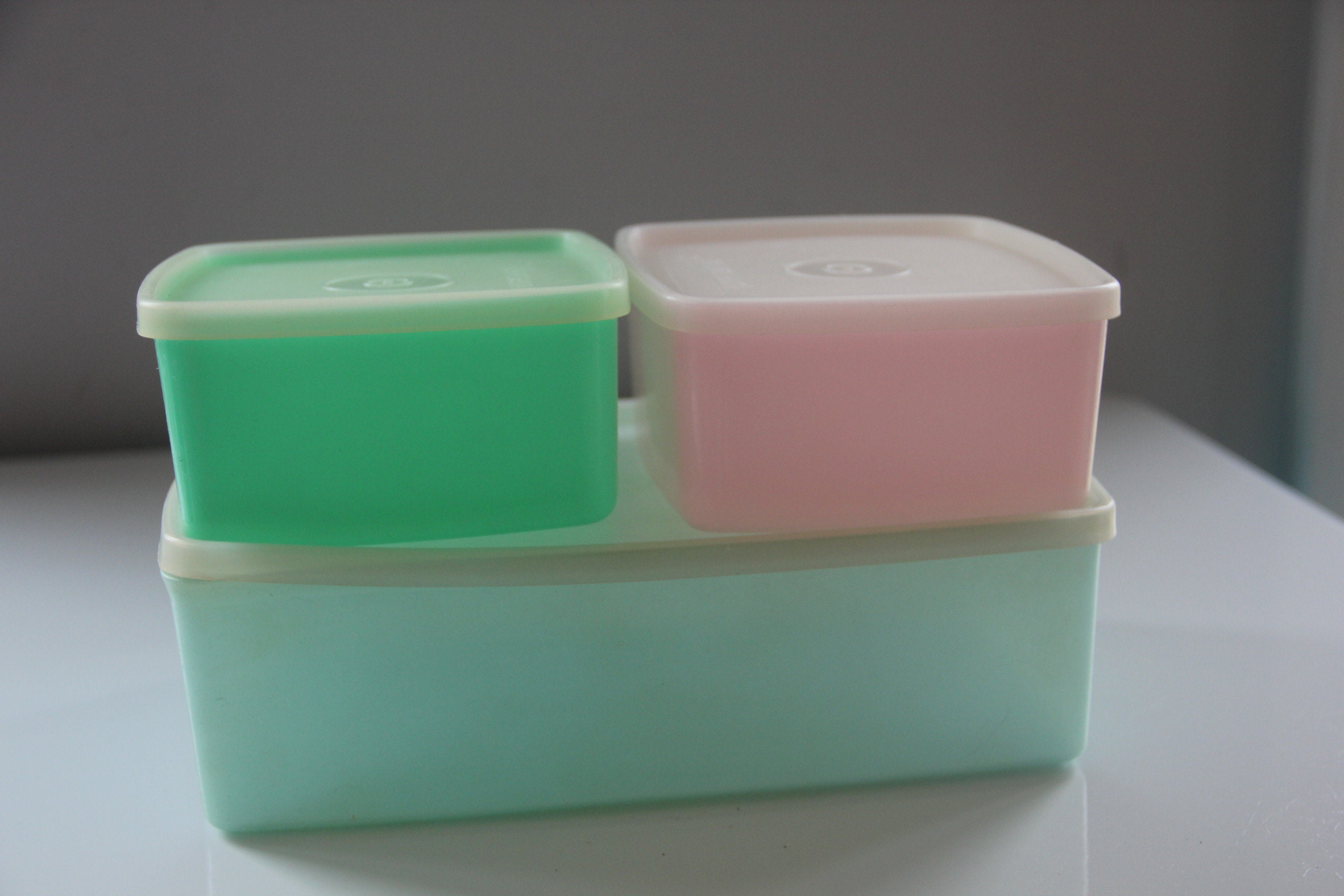 Lot Tupperware #1311,1243, 311 Freezer Containers W/Almond Lids Square  Rectangle