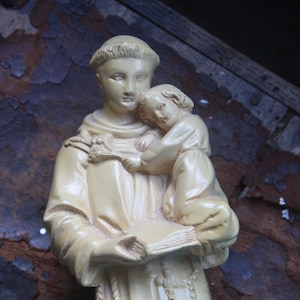 Vintage Chalkware Plaster St. Anthony Statue, 12&quot; Chalkware Statue,