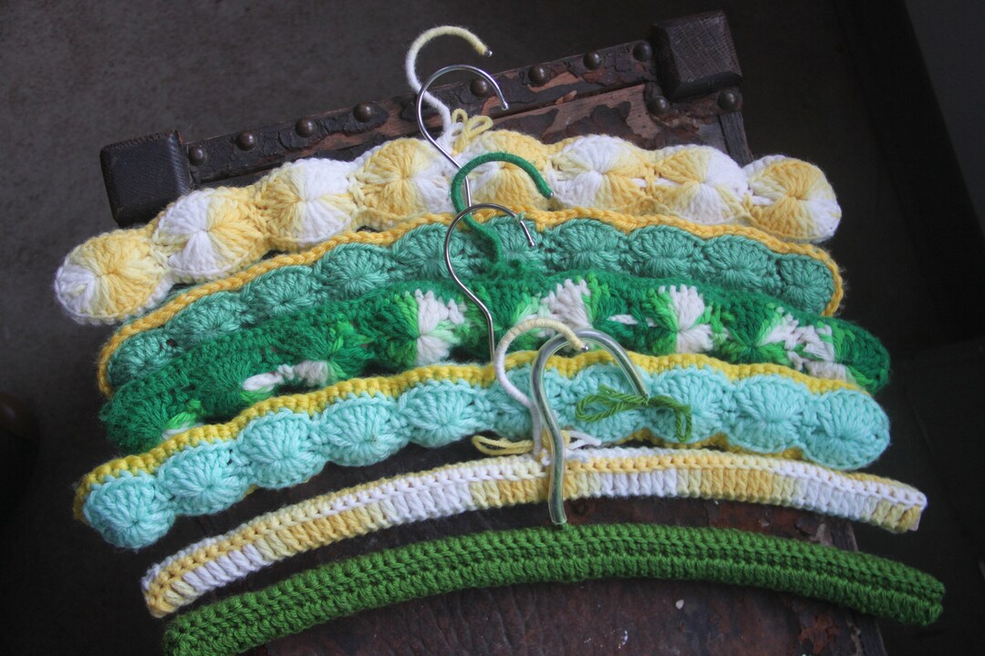Set of 6 Vintage Crocheted Hangers Vintage Display Clothes Hangers