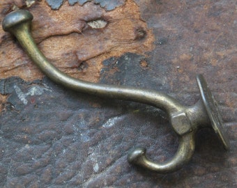 Real Vintage Brass wall double Hook, vintage wall hook, Vintage brass hook, vintage Coat Hook, vintage wall hook, brass robe hook