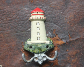 Vintage iron lighthouse key holder, Vintage lighthouse hook, vintage nautical key hook, vintage Nautical decor