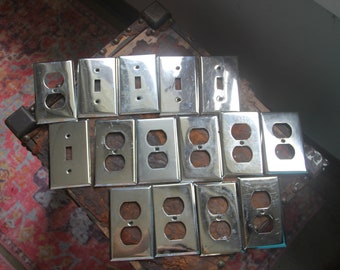 Vintage Silver Chrome Outlet Cover, Patina Home Decor