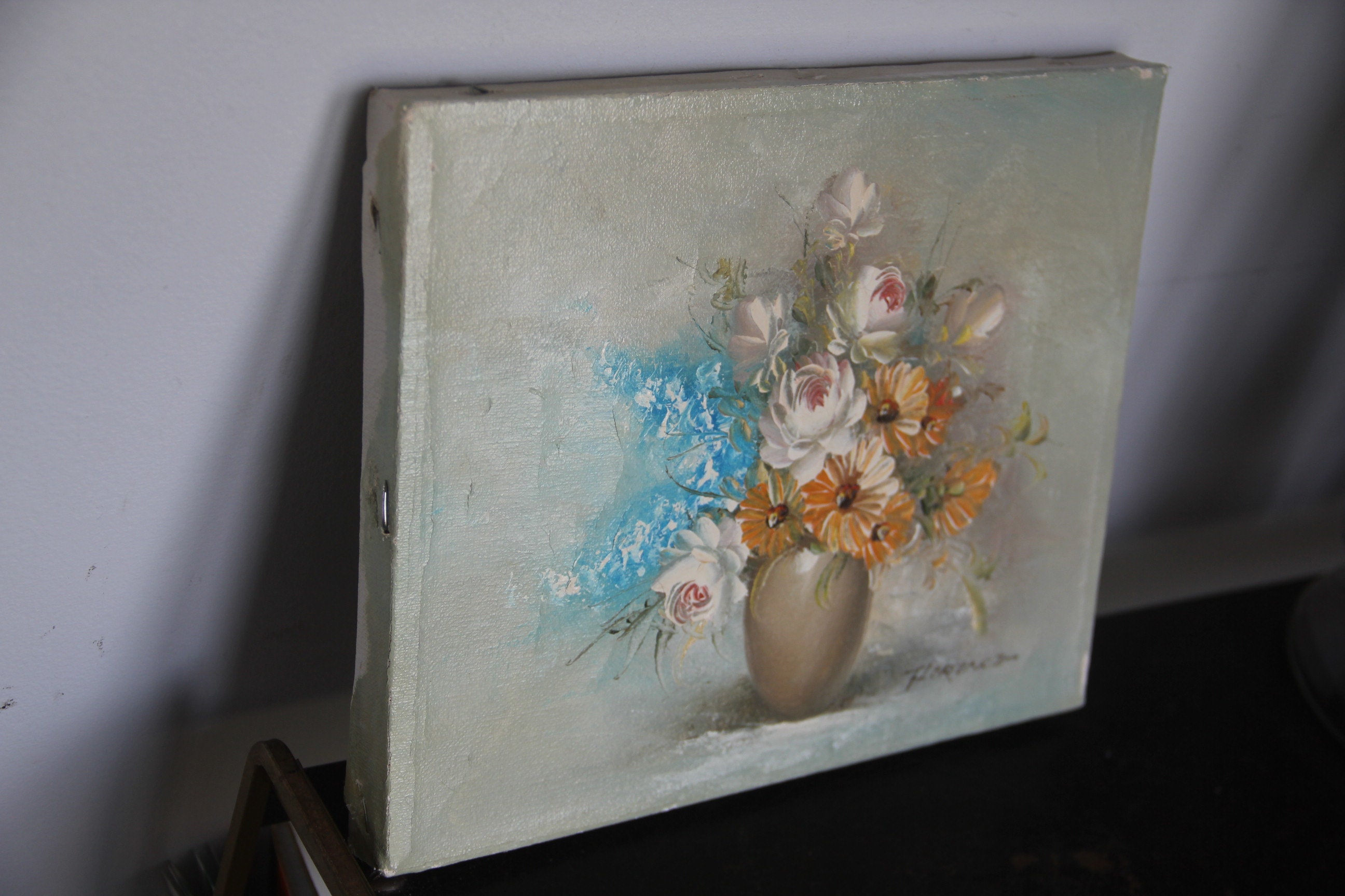 Vintage Original Oil Painting, 1980s Floral Painting, 8 by