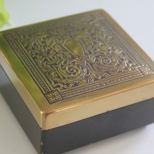 Vintage Farber Brothers Brass Trinket Box, Vintage Metal Cigarette Case, wood lining, Vintage cigarette box