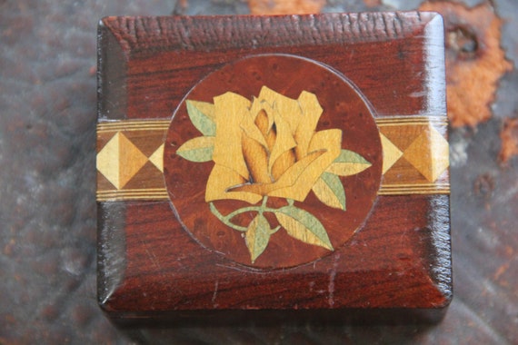 Stunning! Antique wood jewelry box, ROSE jewelry … - image 2