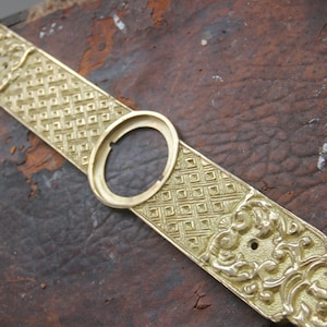 Large Ornate Vintage Brass Door Knob Backplate, 19" Long