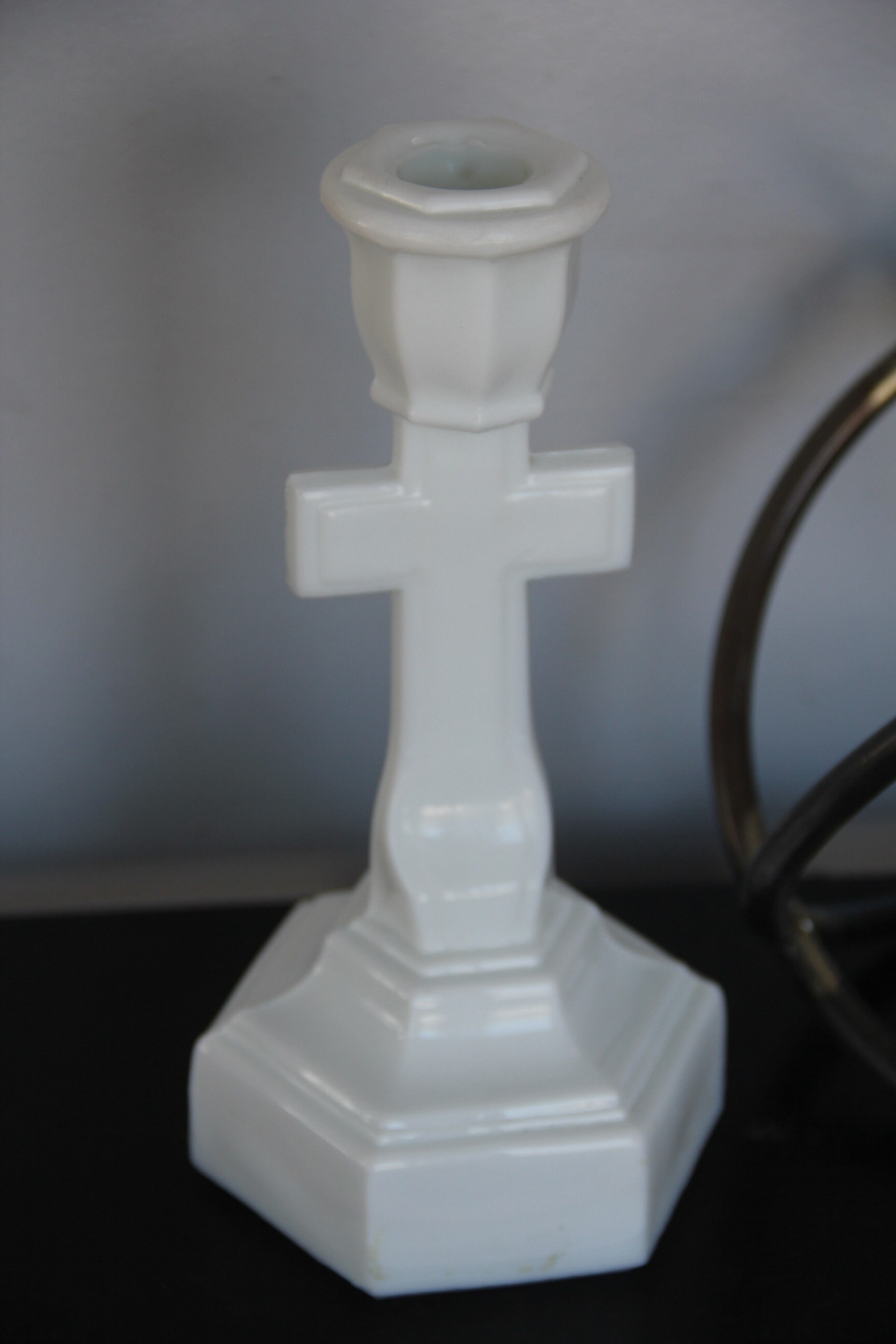 Vintage milk glass crucifix candle holder vintage Alter Etsy
