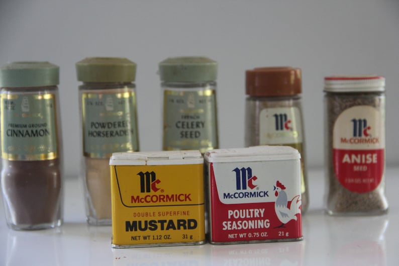 Lot of Vintage Mccormick Spice Jars 1970s80s Mccormick Spice Etsy