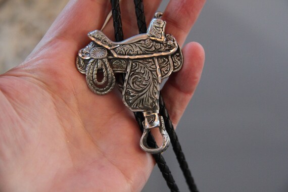 Neat! Vintage western saddle bolo tie, vintage ro… - image 9