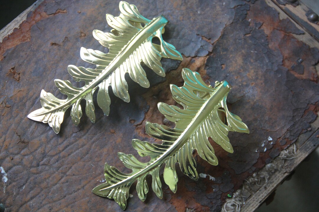 1 or 2 Pairs of Brass Curtain Tiebacks, Neat PAIR Vintage Brass Laurel