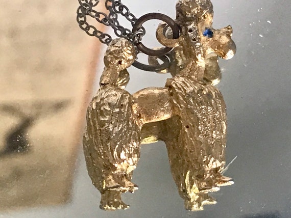 Vintage gold poodle necklace,vintage poodle neckla