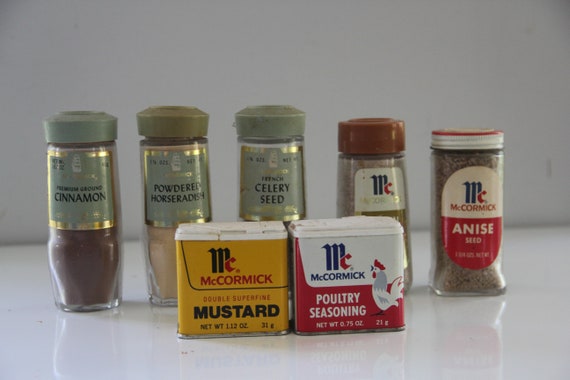 Lot of Vintage Mccormick Spice Jars, 1970s-80s Mccormick Spice