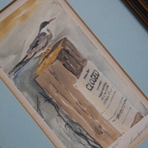 Stunning framed vintage Original Watercolor Painting, Seagull painting, Nautical art, signed painting, 12 by 9&quot; painting
