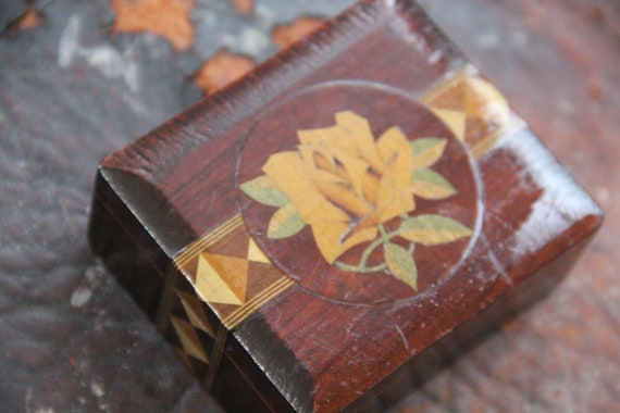 Stunning! Antique wood jewelry box, ROSE jewelry … - image 10