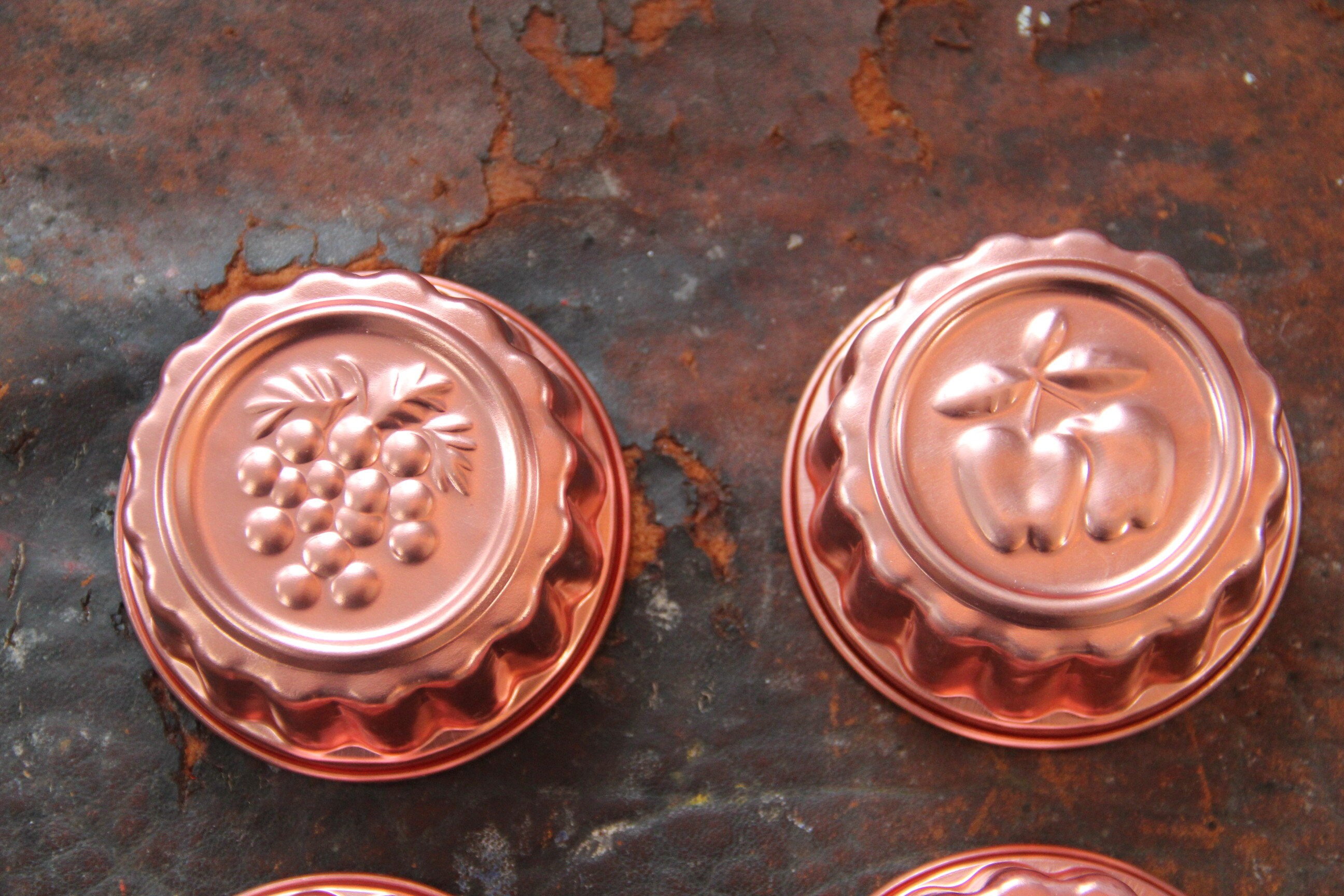 4 Vintage small Copper Molds FRUIT vintage kitchen molds Etsy
