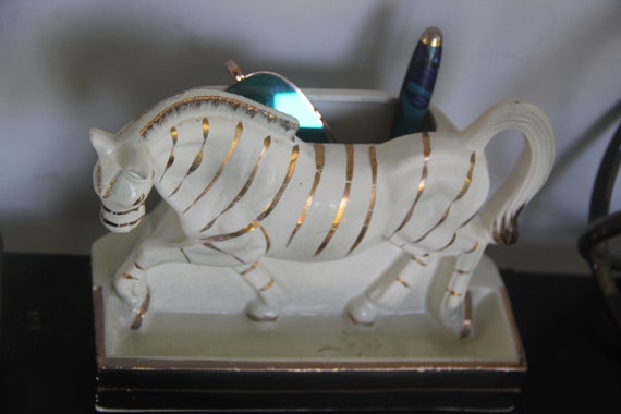 Vintage Dresser Caddy Valet, Ceramic Zebra Rare, … - image 5