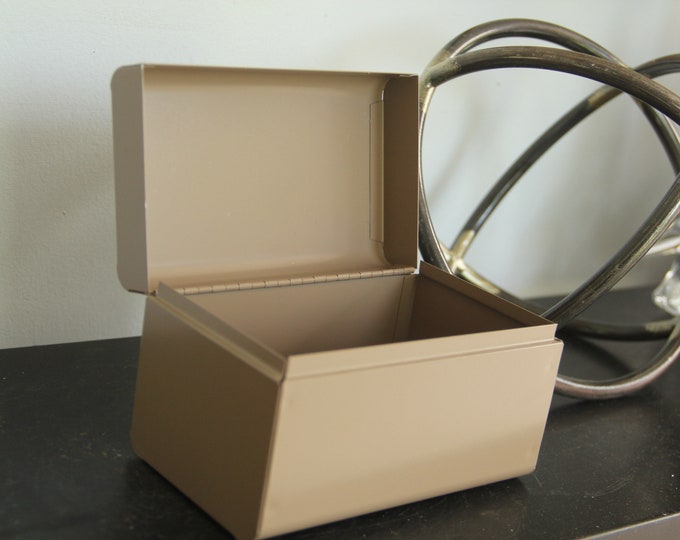 Vintage Beige Metal Card Box Recipe Card Box 3 X 5 Etsy