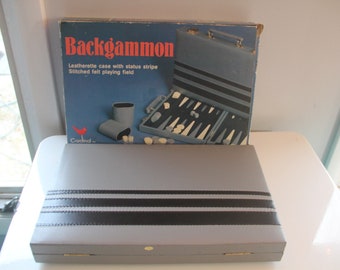 Vintage Black and Gray Backgammon Set in Case