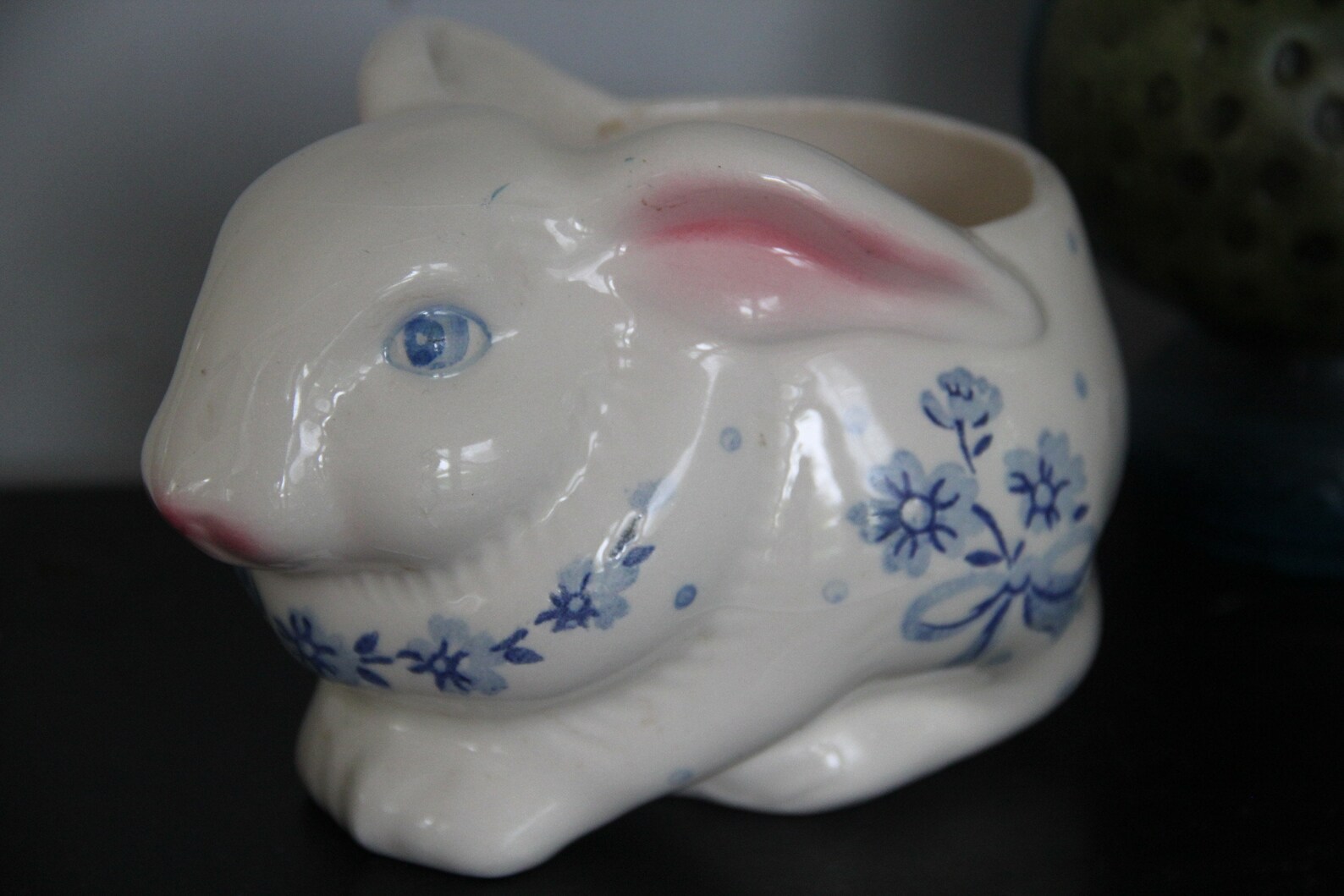 Vintage Rabbit Planter Vintage Ceramic Rabbit Planter Blue & Etsy