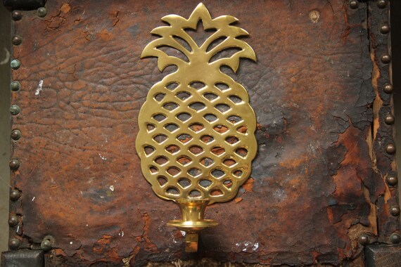 1 Vintage PINEAPPLE Brass Wall Sconce for Taper Candles - Etsy