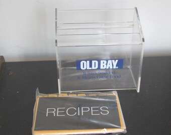 Vintage OLD BAY Lucite Recipe Box – 1980s Seafood Organizer