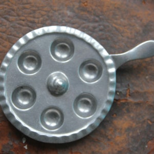Vintage pewter escargot pan, Snail Pan, Mushroom pan, Escargot Pan