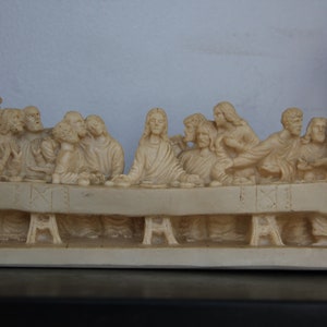 Vintage cast &quot;Last Supper&quot; sculpture, Vintage ornate High Relief sculpture, Vintage LAST SUPPER Statue, vintage Christian art sculpture