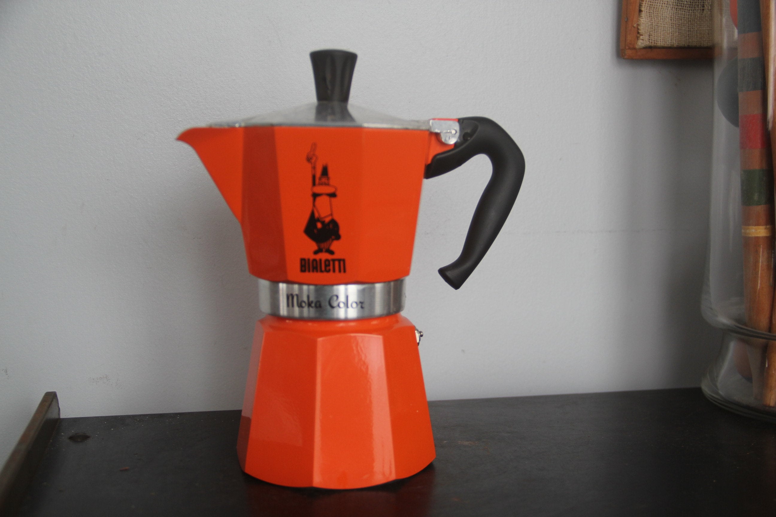 Cool Vintage ORANGE Bialetti Moka Express 6 Espresso Coffee Pot Percolator Orange espresso Percolator made in Italy Orange Bialetti