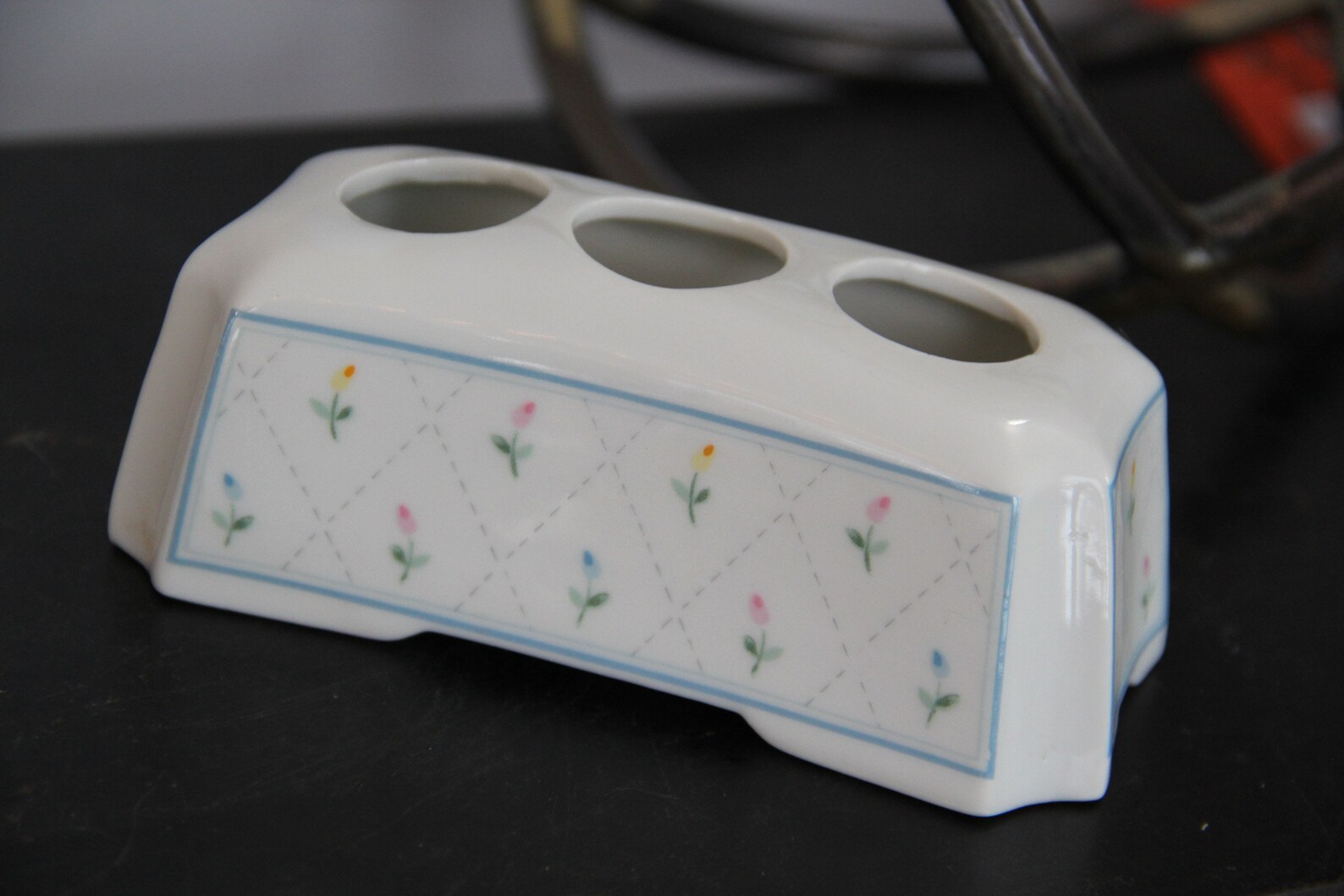 Vintage Porcelain Lipstick Holder, Handpainted Flowers, Vintage Lipstick Holder,floral Lipstick