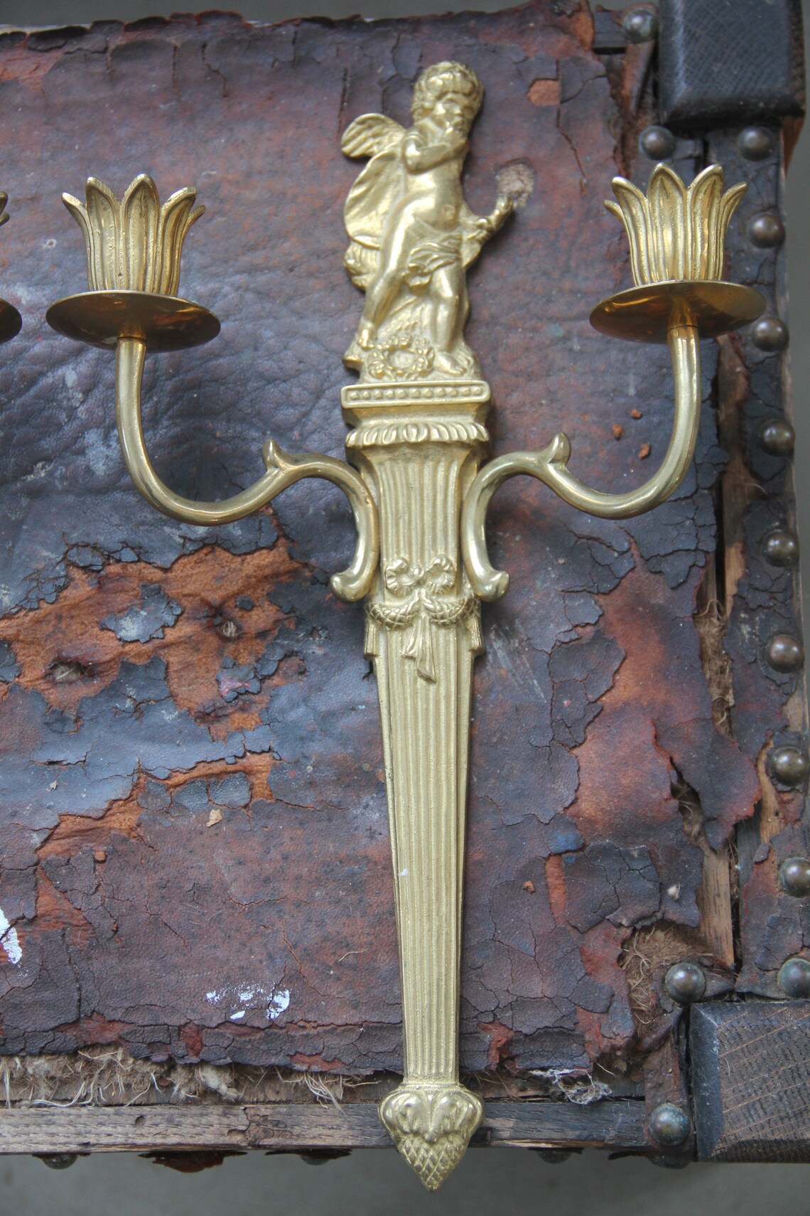 2 Vintage CHERUB wall sconces for candles2 Vintage double | Etsy