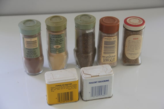 Lot of Vintage Mccormick Spice Jars, 1970s-80s Mccormick Spice