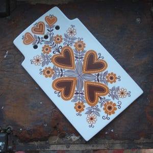 Vintage 1967 Arabia Finland Pottery, RARE, Scandinavian Hearts, Vintage Arabia Finland Cheese Board, Porcelain Cheese board, Vintage Finland