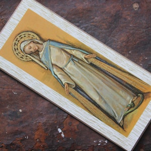 Rare Madonna standing on snake, MCM Madonna Wall Plaque, MCM Religious Art, Madonna Mid Century Art, Virgin Mary Artwork