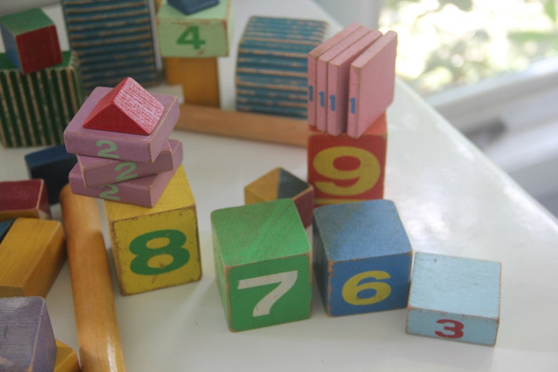 RARE Antique Wood Building Blocks -numbered Blocks, Grooved Blocks ...