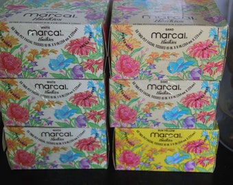 Single box Vintage NOS 1975 Marcal Hankies, Multiple available, Hemmed Edges Original Sealed Box Vintage Tissues