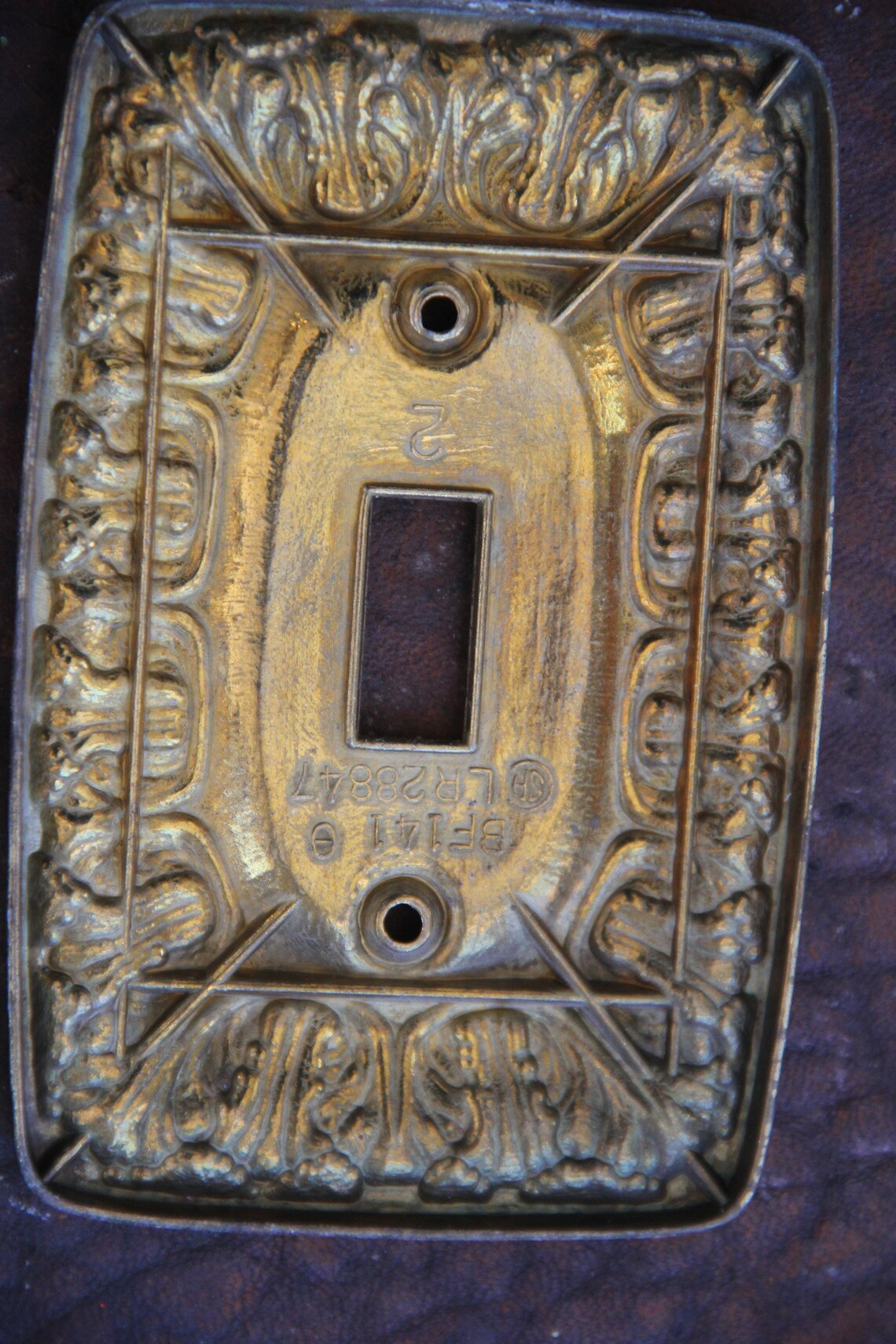 Vintage Gold Metal Light Switch Cover 1 Toggle Vintage Light Etsy