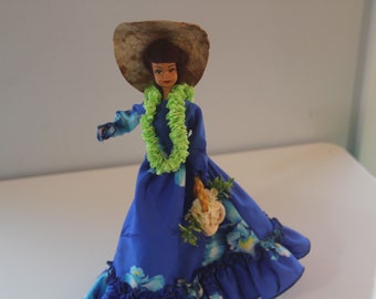 Vintage 1970's Makaleka Doll, made in Hawaii, 11.5" high Handcrafted Hawaiian doll