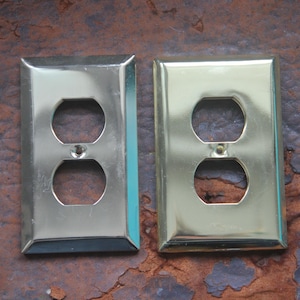 Vintage 1980s Brass Outlet Covers 2 sizes available, Vintage Restoration Hardware, Vintage brass outlet cover