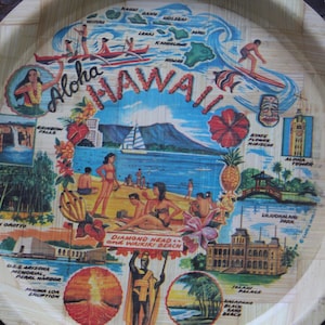Vintage HAWAII tray, Hawaiian Souvenir, vintage Hawaiian tray, Vintage Hawaiian souvenir, vintage bamboo wood Hawaii tray, Hawaii decor