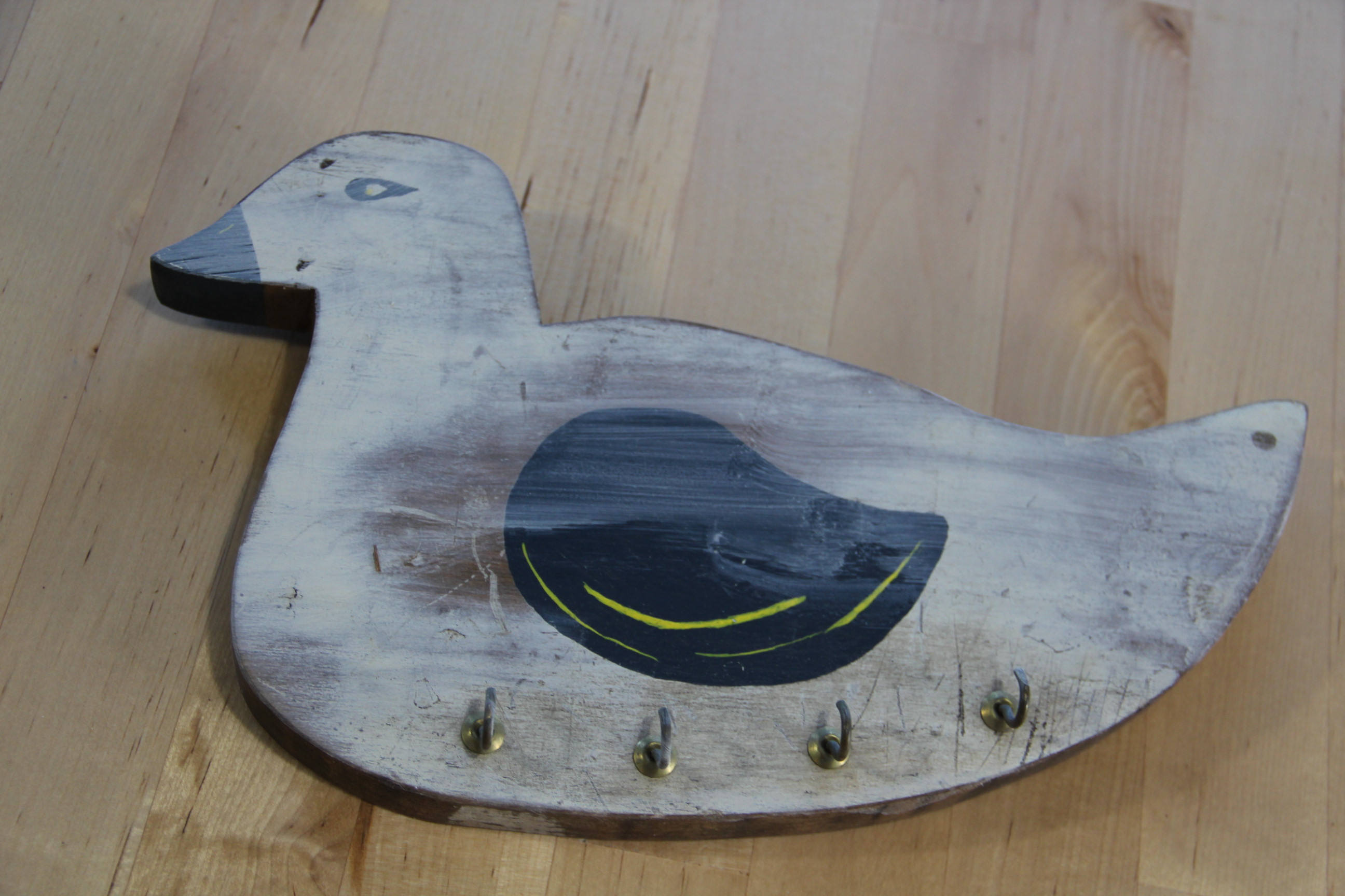 Vintage Hand made key holder Hand Painted Duck folk Etsy