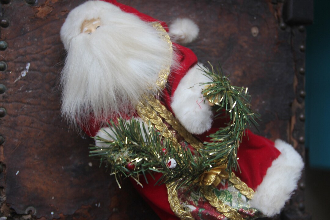 Vintage Santa Claus Tree Topper, Velvet Robe Santa Tree Topper, 12