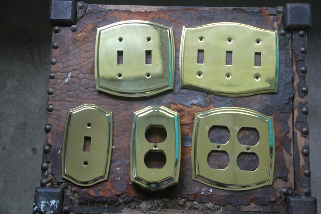 CHOICE 1970s Solid Brass Covers, Vintage Brass Outlet Cover, Brass
