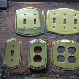 CHOICE! 1970s Solid Brass Covers, Vintage Brass Outlet Cover, Brass Light Switch, Vintage Restoration Hardware, Hollywood Regency