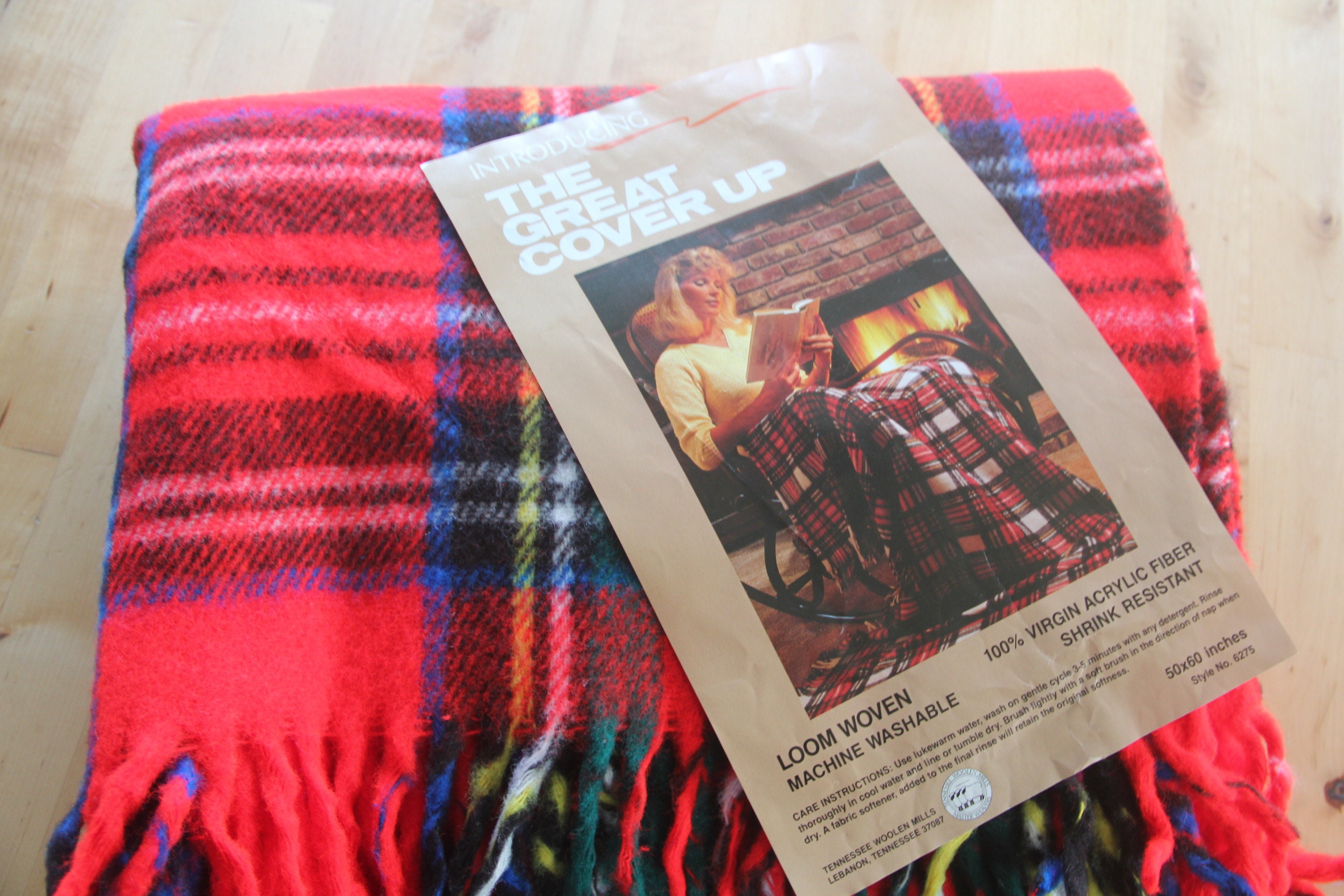 Tennessee Woolen Mills vintage plaid vierge acrylique